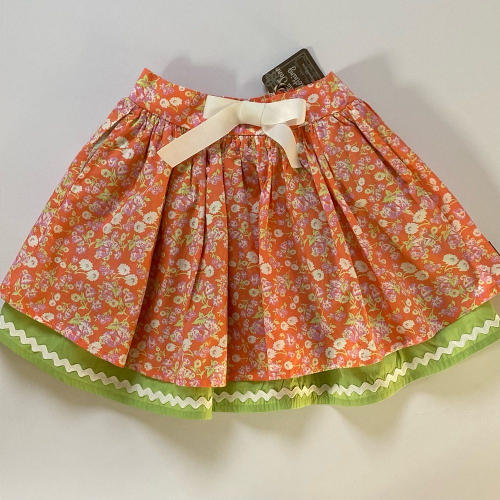 Matilda Jane Skirt 6 NWT New Orange Green Floral Bow Valencia Hello Lovely Girls